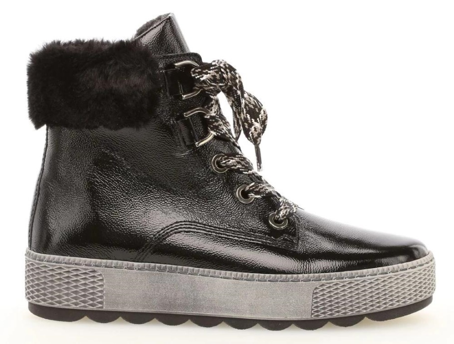Gabor 36.565-97 - Hi-Top Schnürsenkel Lackleder Schwarz