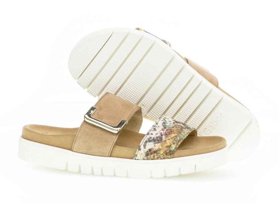 Gabor 43740.50 - Karamellfarbenes Wildleder Und Schlangenprint