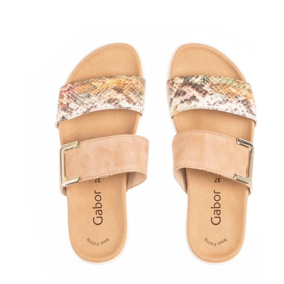 Gabor 43740.50 - Karamellfarbenes Wildleder Und Schlangenprint