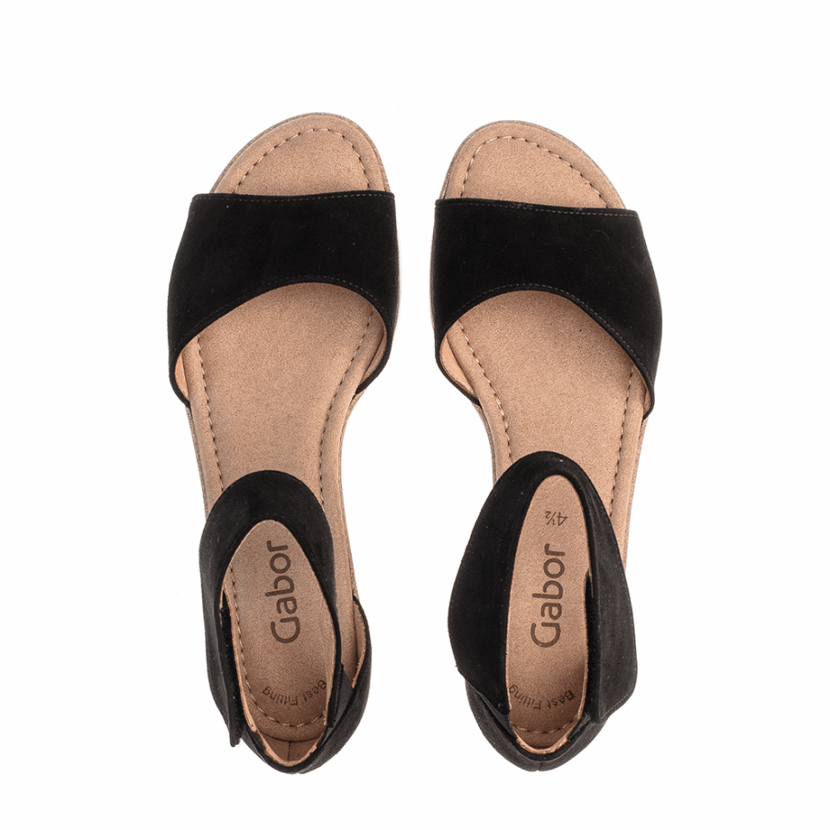 Schwarze Sandale Aus Gabor Mit Knöchelriemchen
