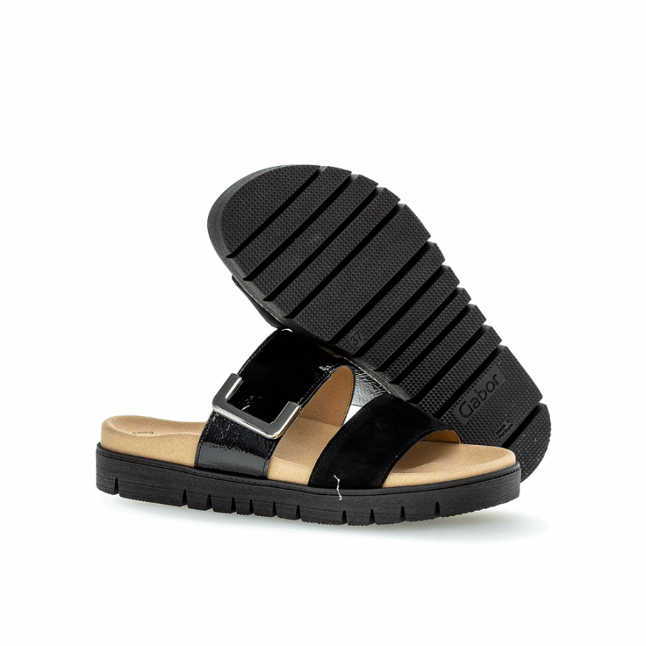 Schwarze Slipon Sandale Gabor