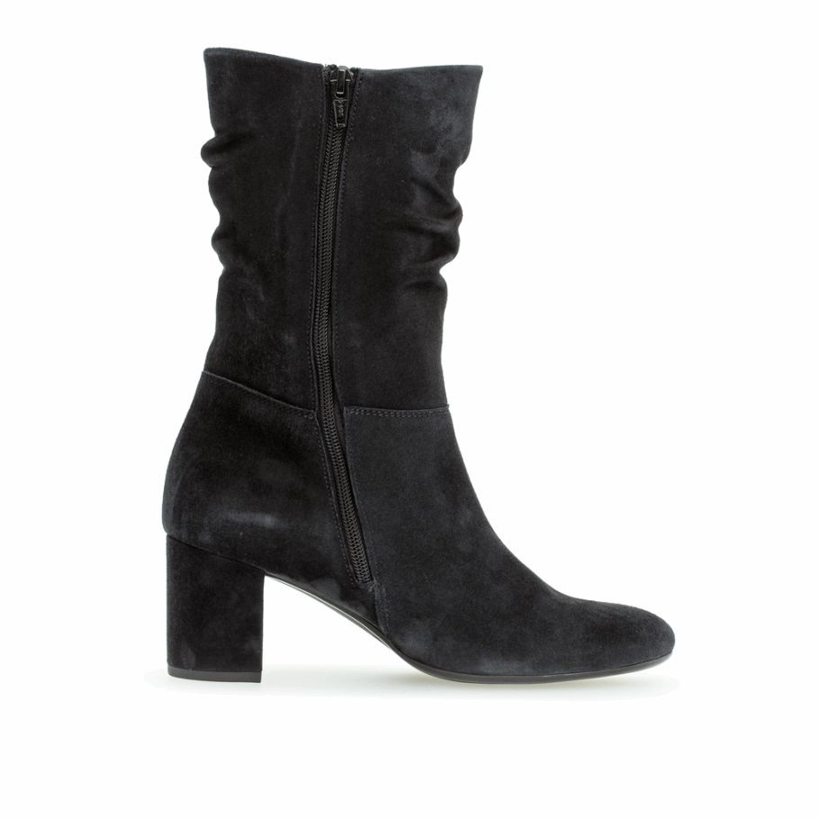 Slouch-Halbstiefel Mit Blockabsatz, Marineblauer Gabor