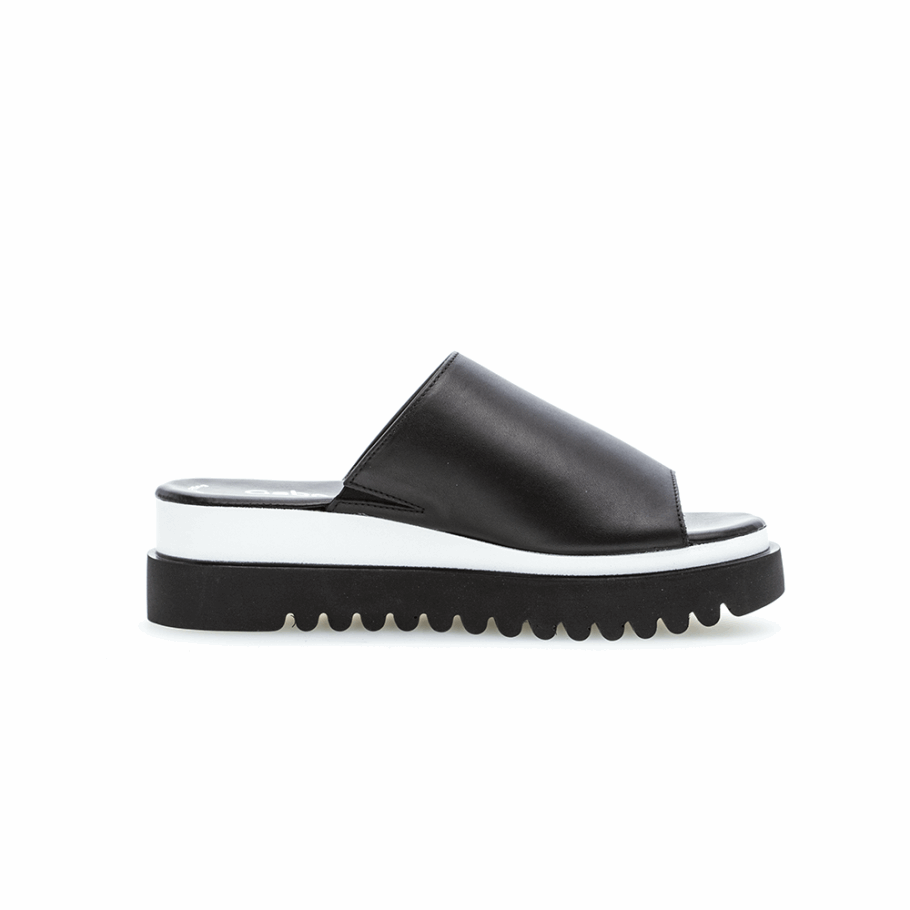 Gabor Schwarze Plateau-Slipper-Sandale