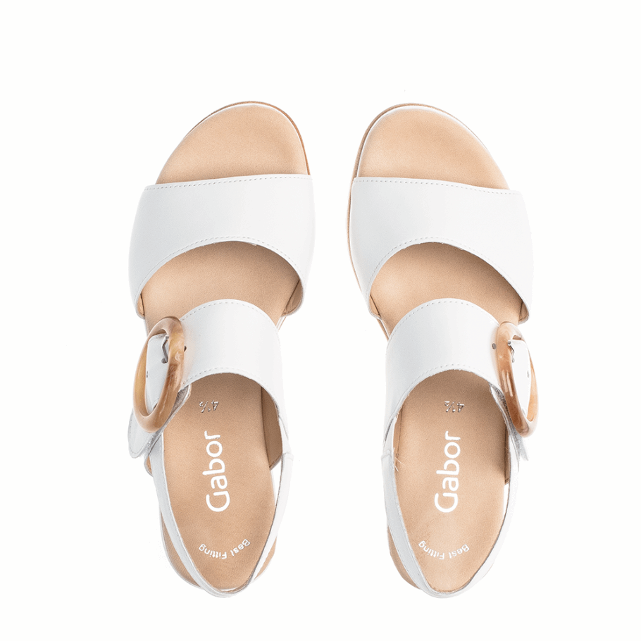 Sandale Mit Keilabsatz Weiß Gabor