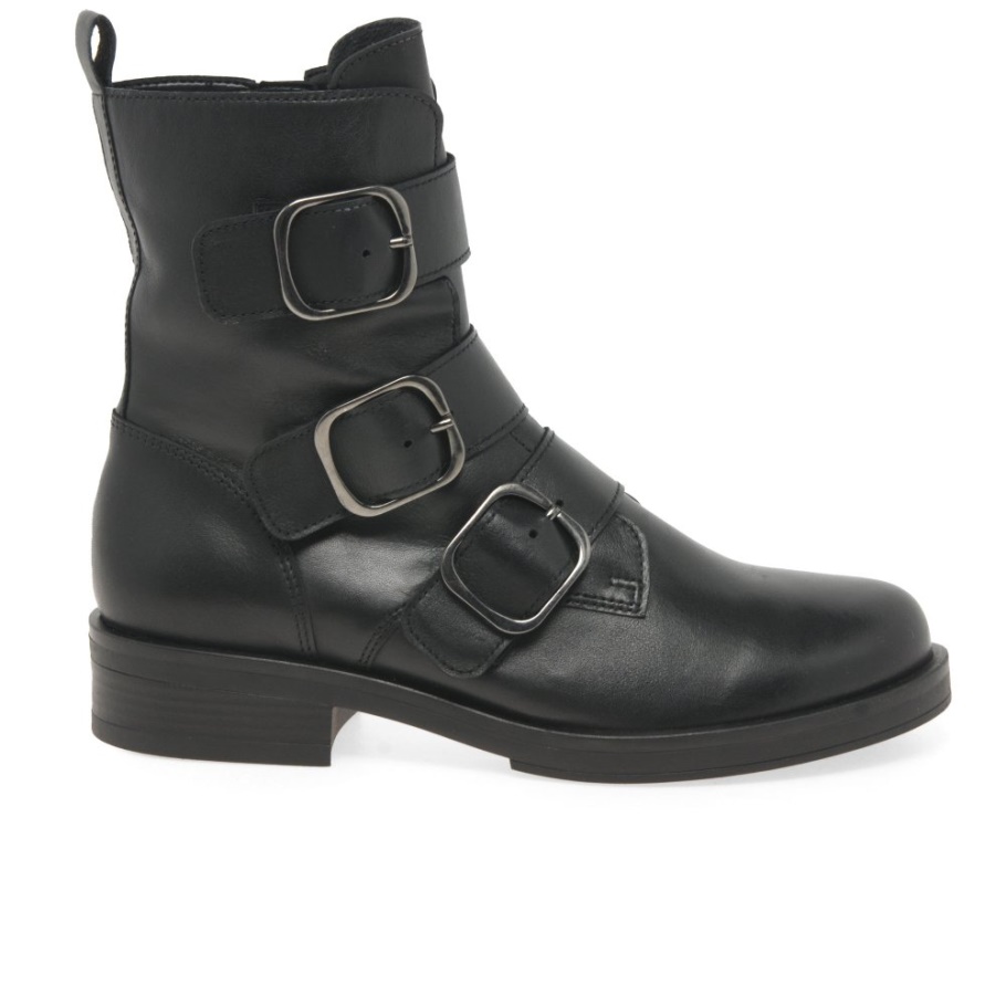 Schwarz Gabor Home Damen Bikerstiefel