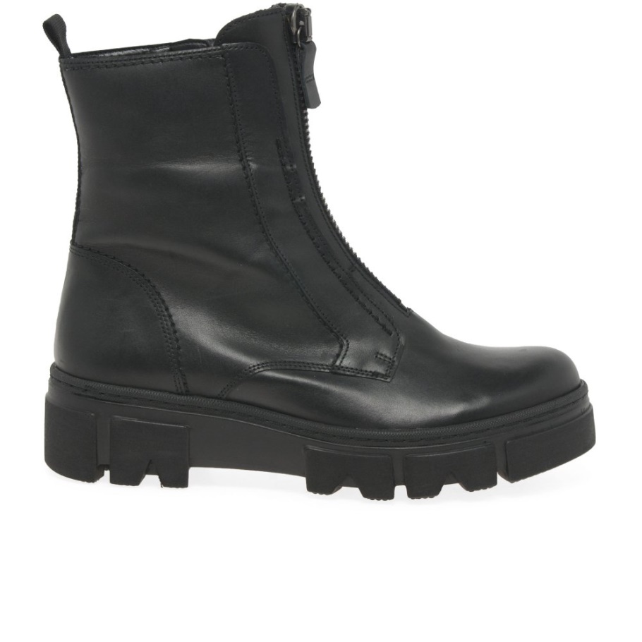 Schwarzer Gabor Joy Bikerstiefel Für Damen