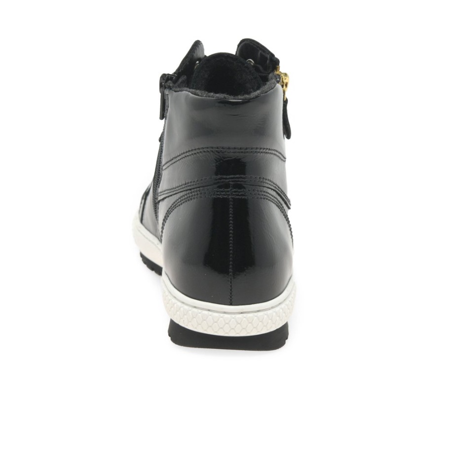 Bulner Lässige Damenstiefeletten Aus Schwarzem Lack Gabor