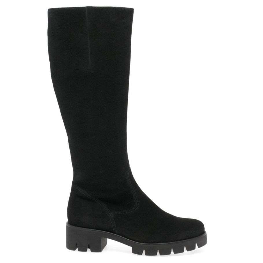 Bram(m) Lange Stiefel Damen Schwarz Nubuk Gabor
