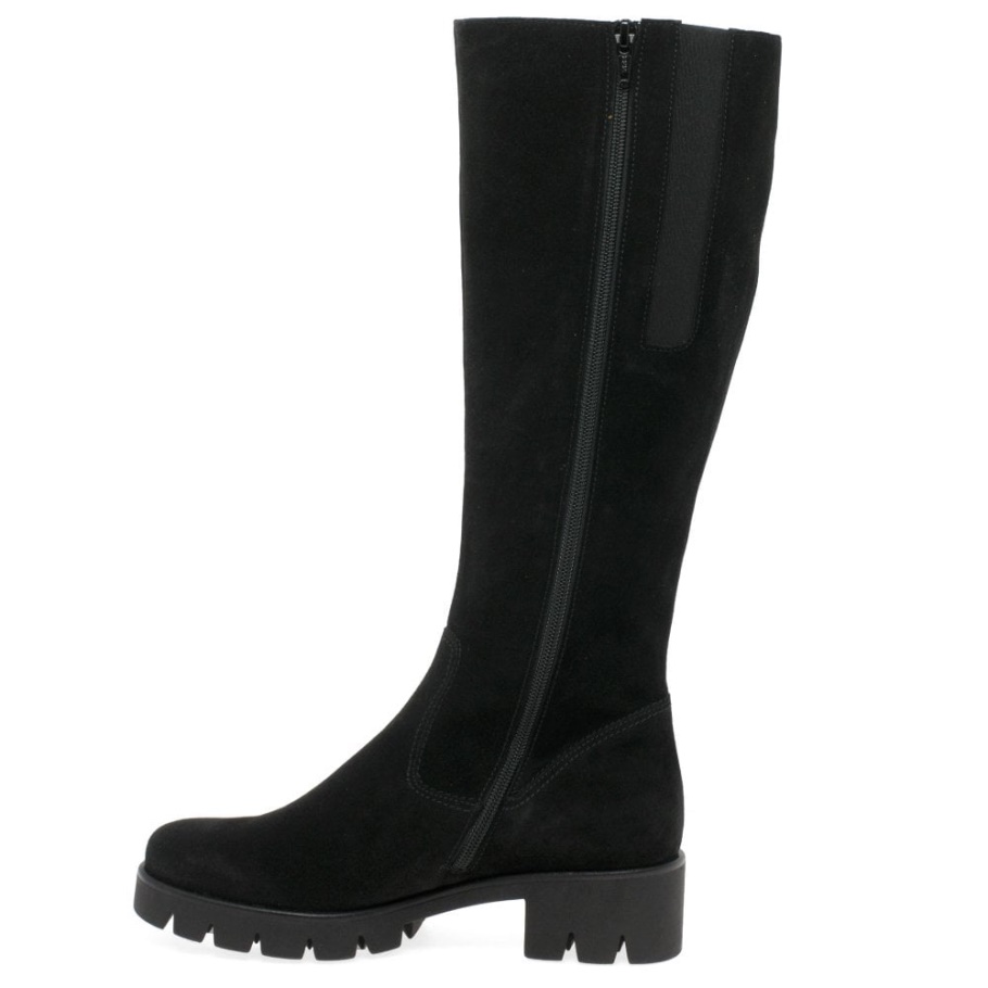 Bram(m) Lange Stiefel Damen Schwarz Nubuk Gabor