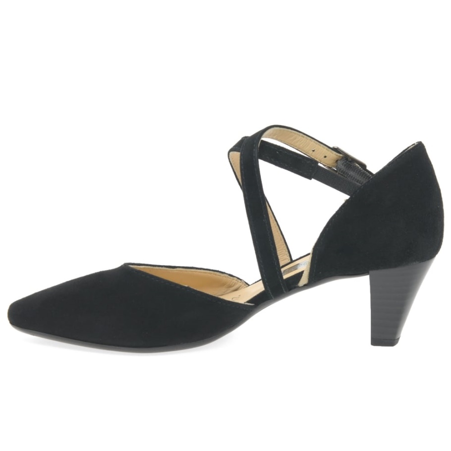 Callow Womens Modern Cross Strap Pumps Gabor Black Suede