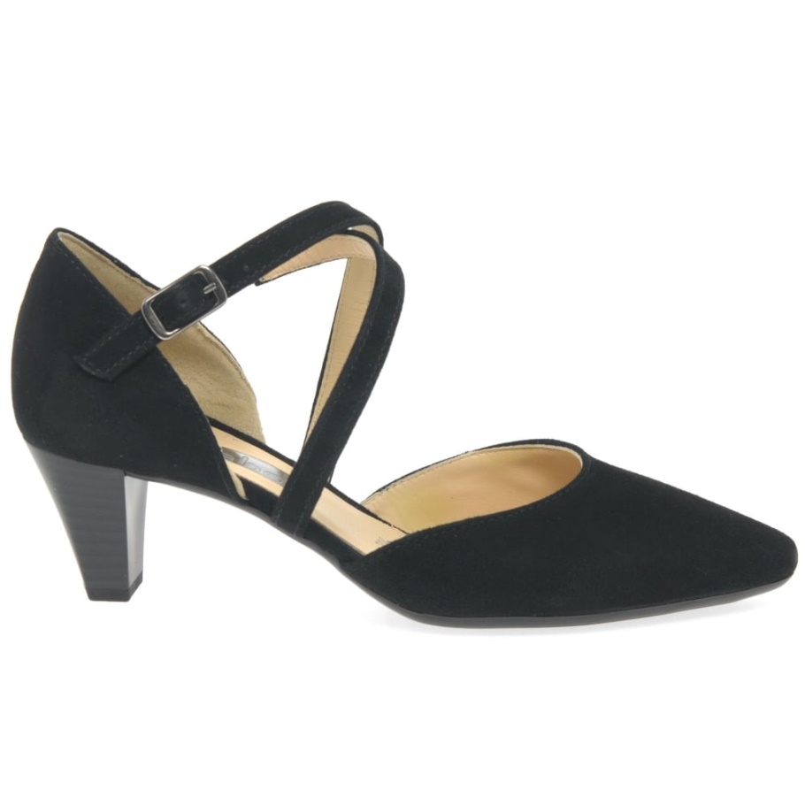 Callow Womens Modern Cross Strap Pumps Gabor Black Suede
