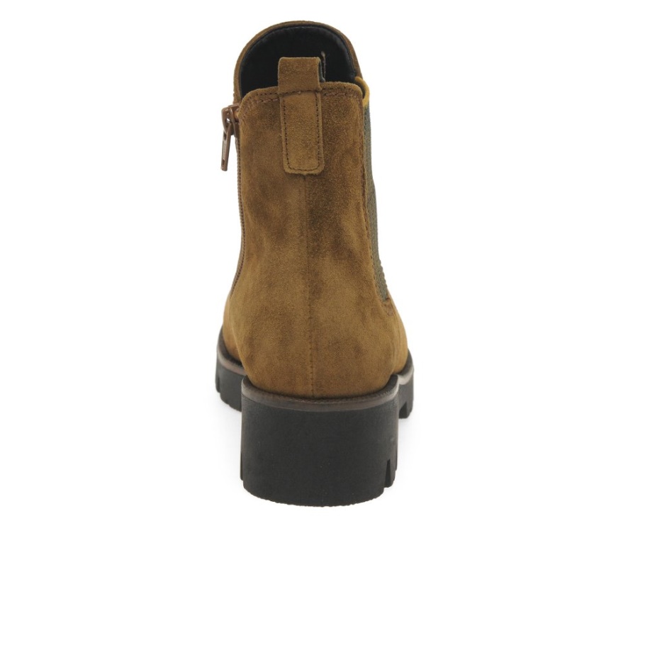 Cognac Wildleder Gabor Newport Chelsea-Stiefel Für Damen