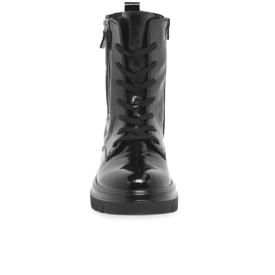 Cottage Damen Bikerboots Schwarz Lack Gabor