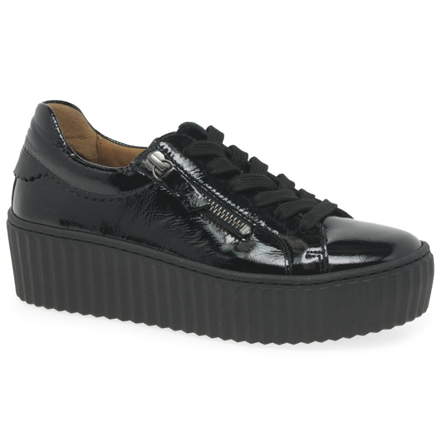Gabor Dolly Damen Sneaker Aus Schwarzem Lack