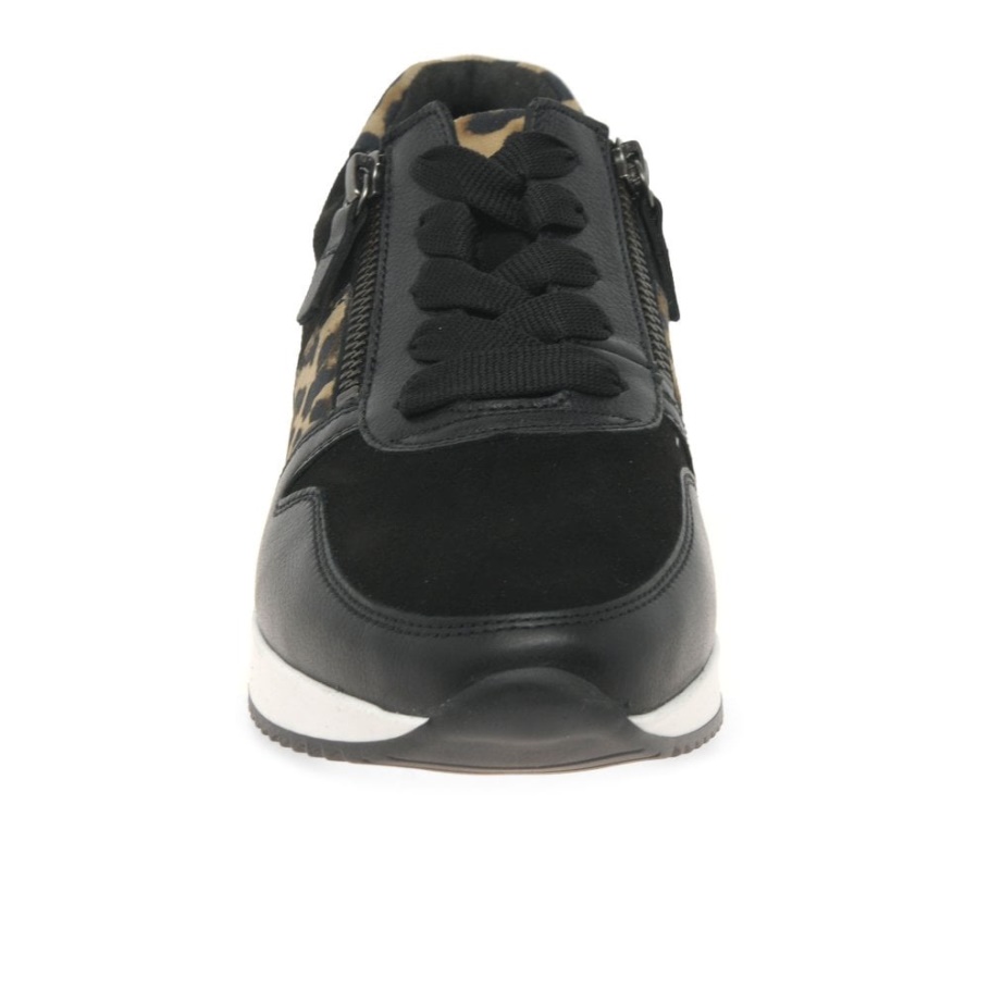 Gabor Schwarz Wildleder/leder/leopard Lulea Damen Casual Trainer