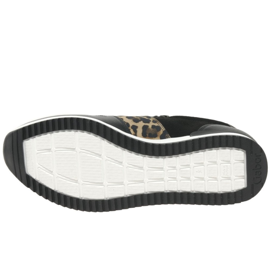 Gabor Schwarz Wildleder/leder/leopard Lulea Damen Casual Trainer