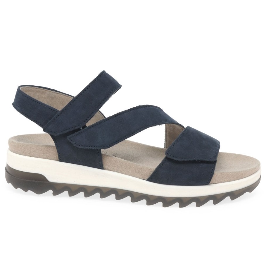 Gabor Blau Nubuk Verity Damen-riemchensandalen Mit Niedrigem Absatz