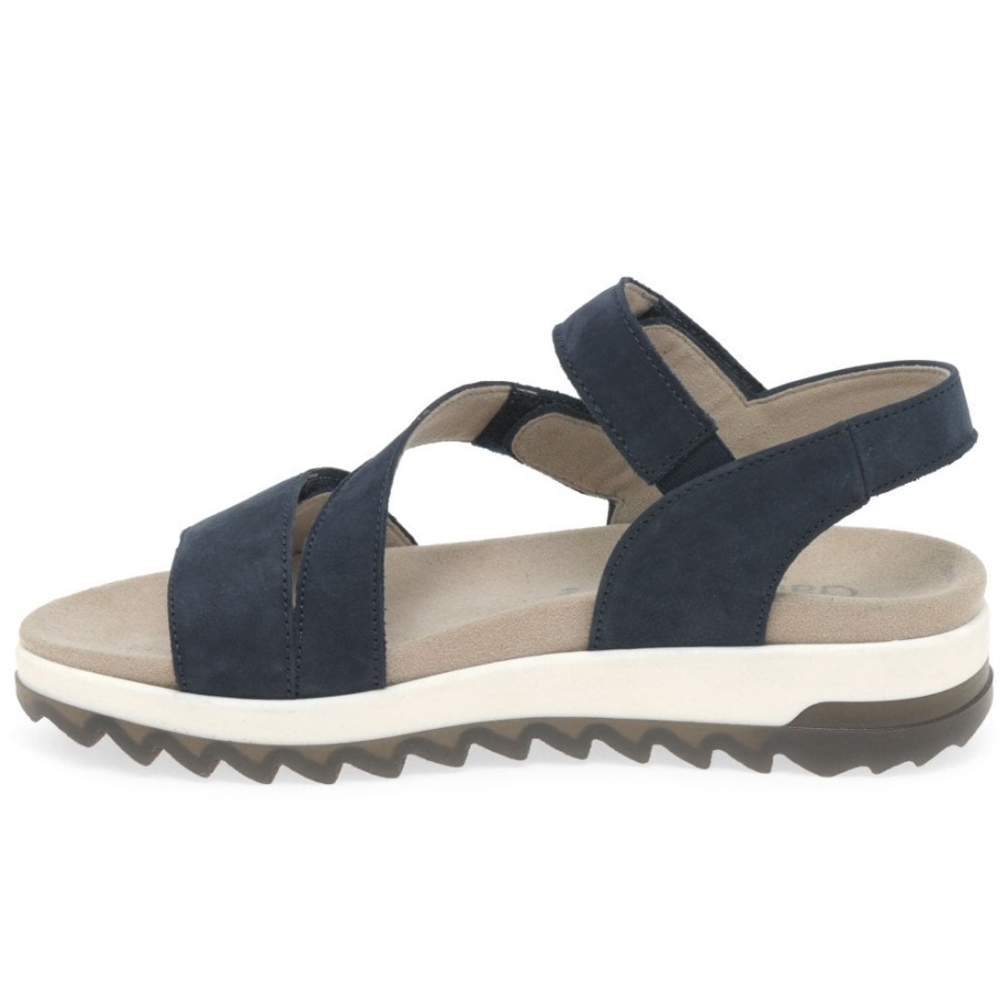Gabor Blau Nubuk Verity Damen-riemchensandalen Mit Niedrigem Absatz
