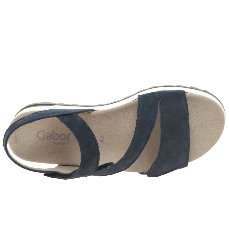 Gabor Blau Nubuk Verity Damen-riemchensandalen Mit Niedrigem Absatz