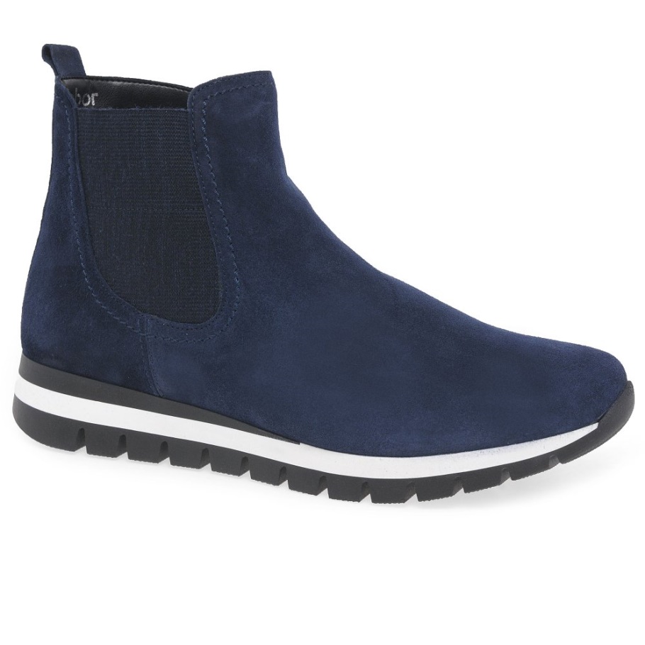 Marine Wildleder Teller Damen Stiefeletten Gabor