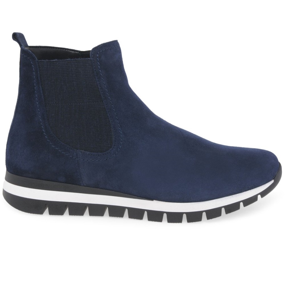 Marine Wildleder Teller Damen Stiefeletten Gabor