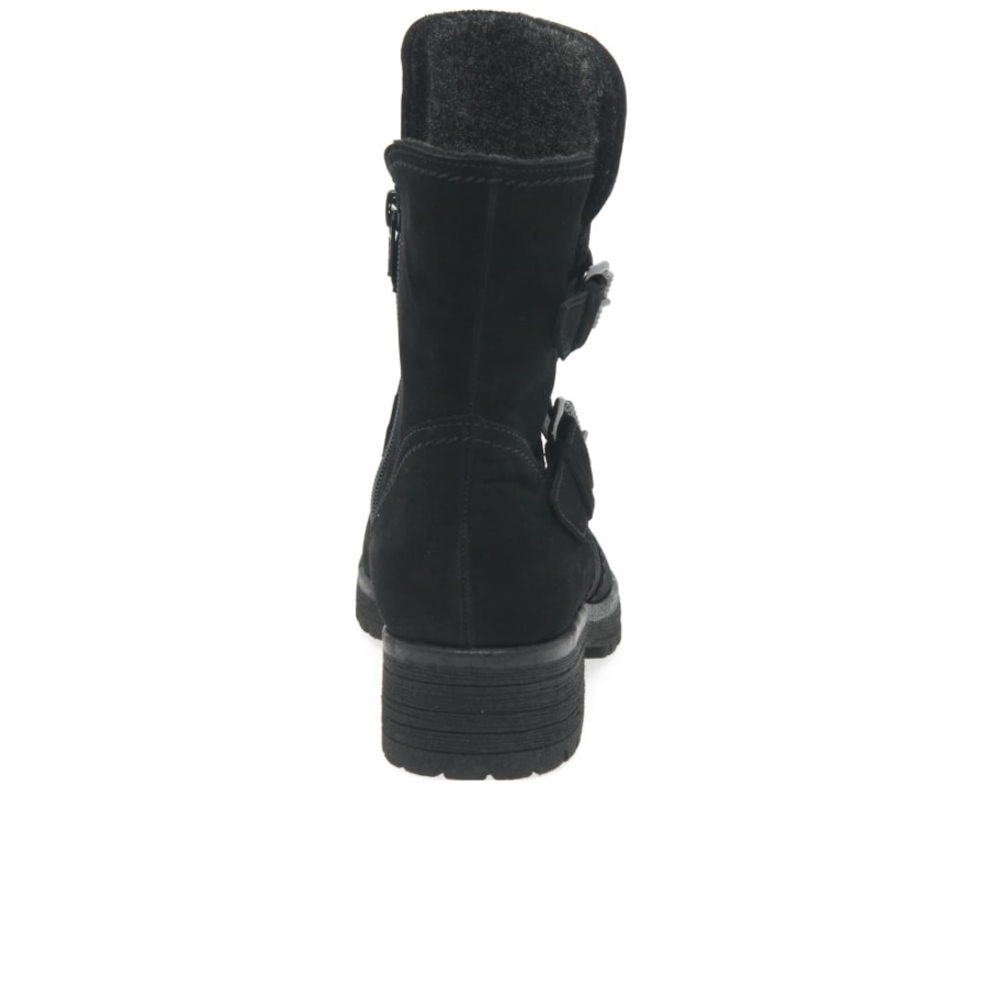 Shiraz Biker-Stiefel Mit Schnallendetail Für Damen Gabor Schwarz Geöltes Nubukleder