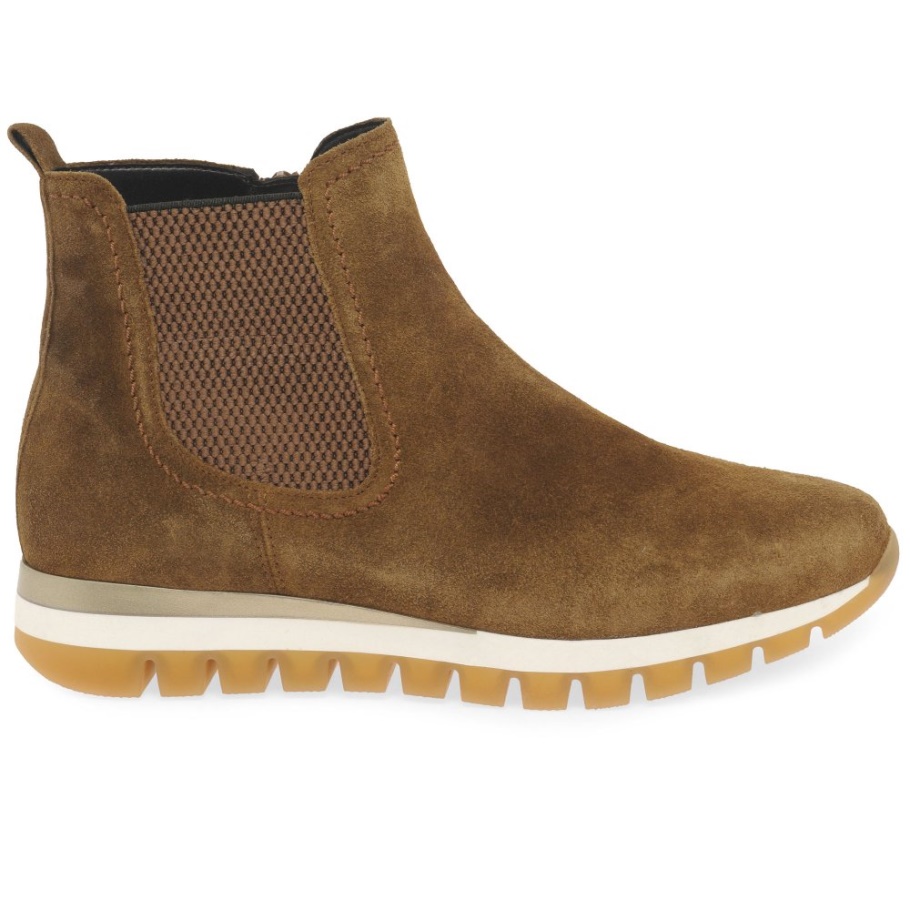 Teller Damen Stiefeletten Gabor Cognac Wildleder