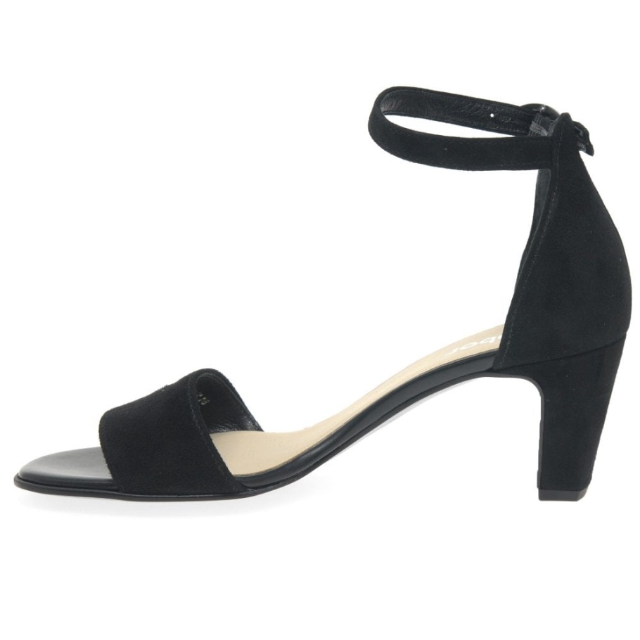 Einhorn-Damen-Sandalen Mit Hohem Absatz, Schwarzes Wildleder, Gabor