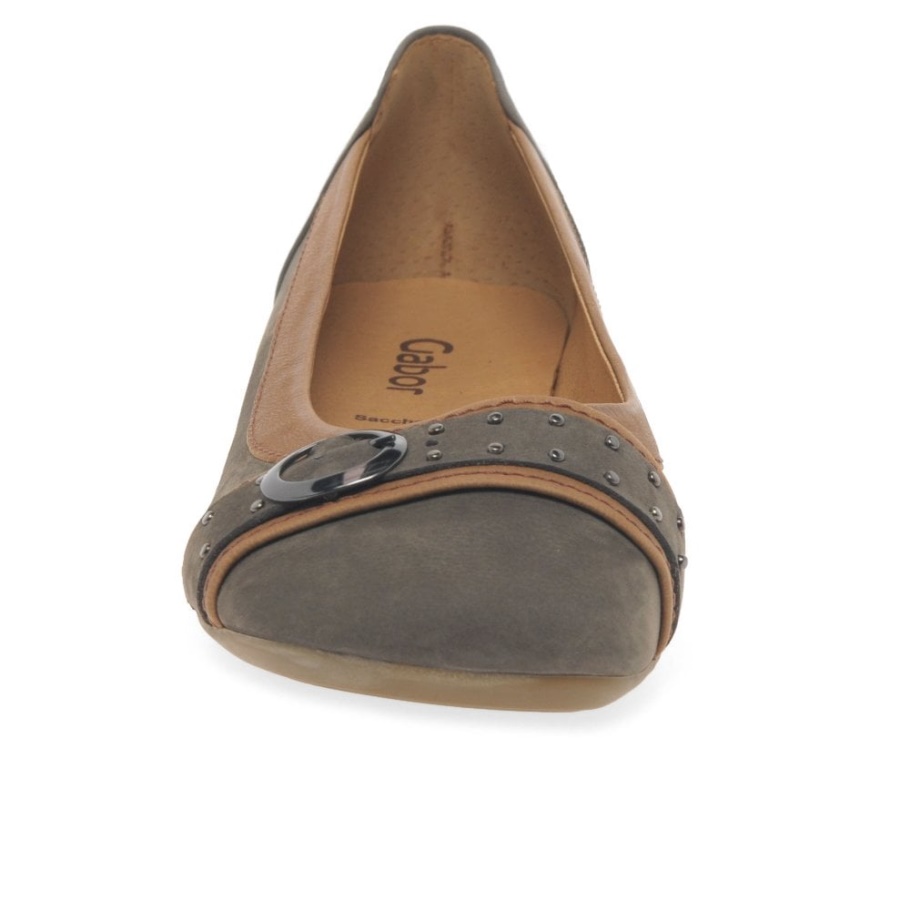 Wallaby/Cognac Gabor Michelle Damen Pumps Mit Nietenschnalle